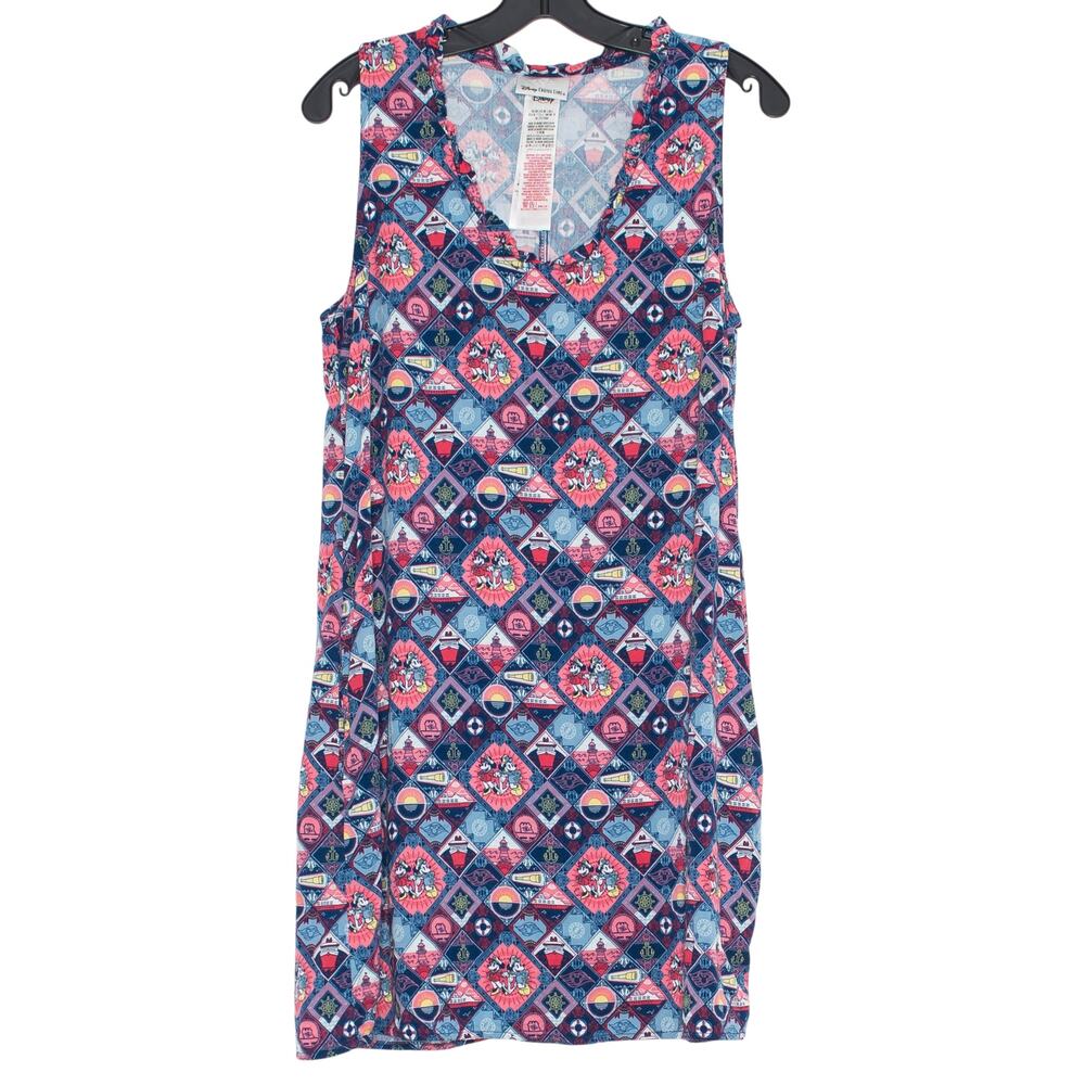 Disney Cruise Line Tank Dress Mickey Mouse Minnie Nautical Vacation Resort L